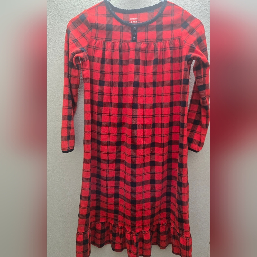 Carter's Youth Red and Black Plaid Flannel Nightgown